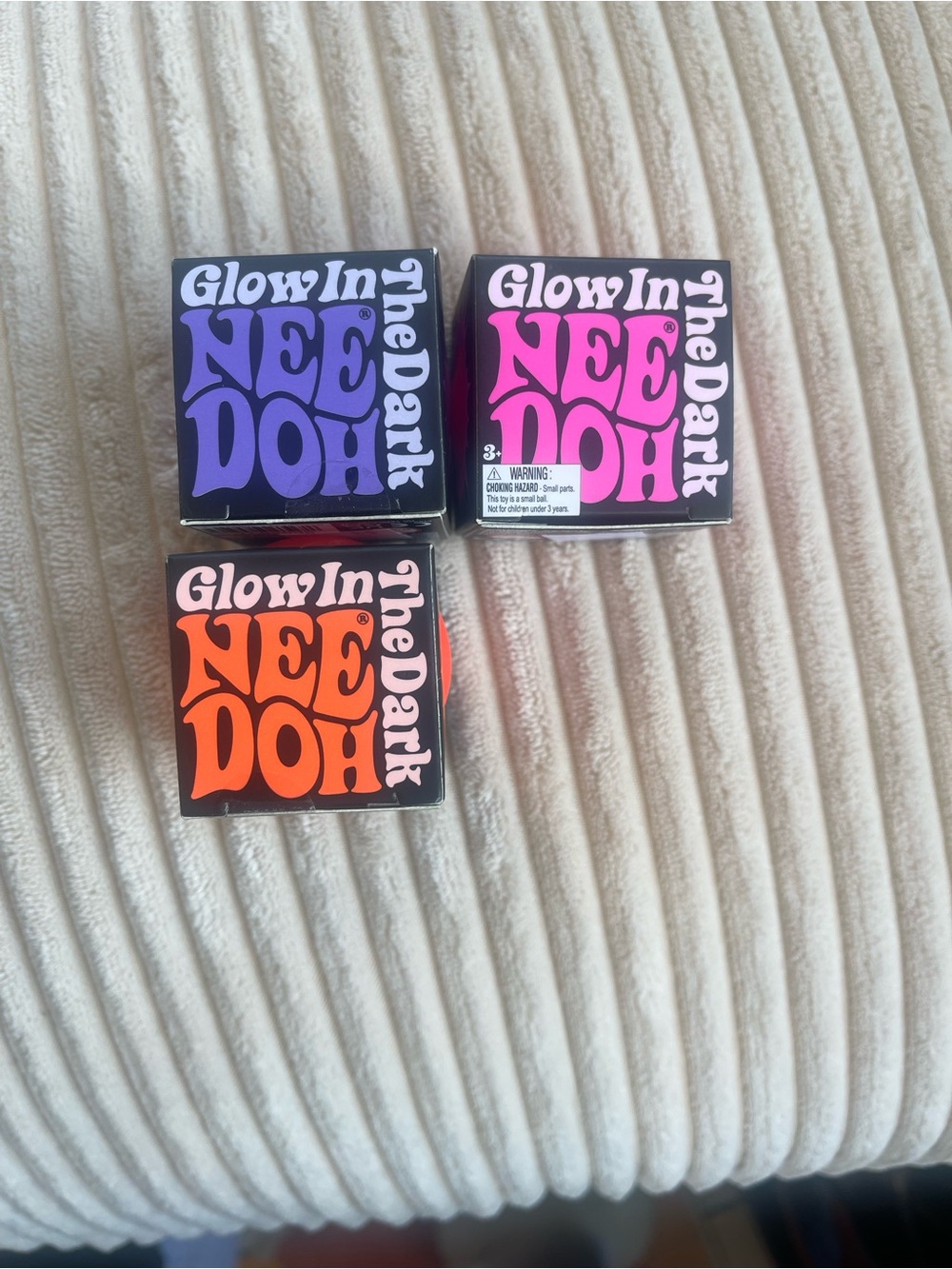 3 Mini Glow in The Dark Needohs - Purple, Pink, Orange